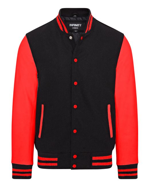 Infinity Leather Red Letterman Baseball Wool Varsity Bomber Jacket for men
