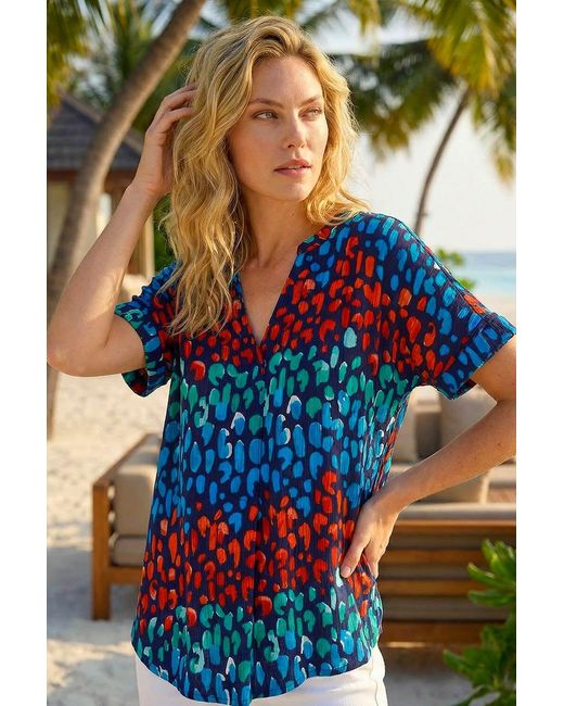 Roman Blue Abstract Spot Print Tunic