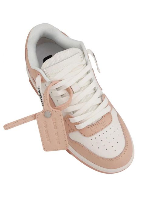 Off-White c/o Virgil Abloh Pink Off- Out Of Office Low Top Powder Leather Sneakers
