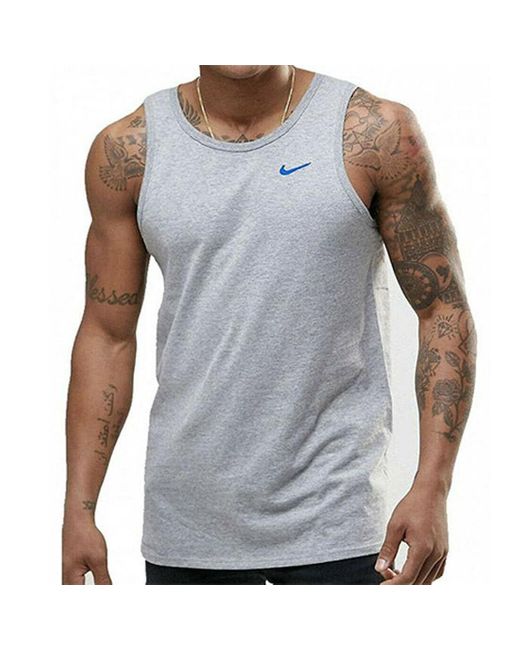 Nike Gray Embroidered Swoosh Vest Tank for men