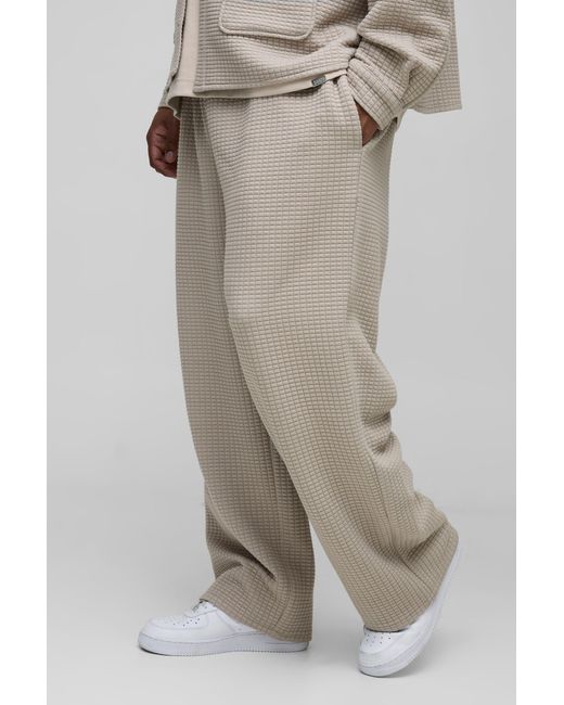 BoohooMAN Gray Plus Quilted Elasticated Waist Relaxed Fit Trousers for men