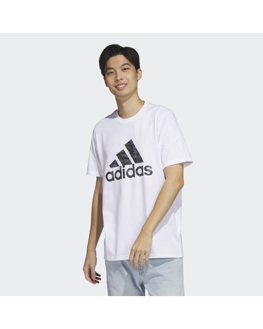 Adidas White Camo Short Sleeve Tee for men