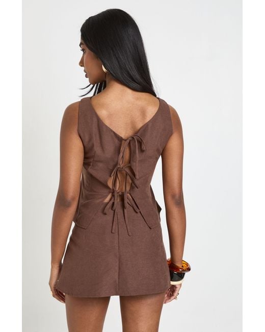 Boohoo Brown Peached Tie Side Mini Skort