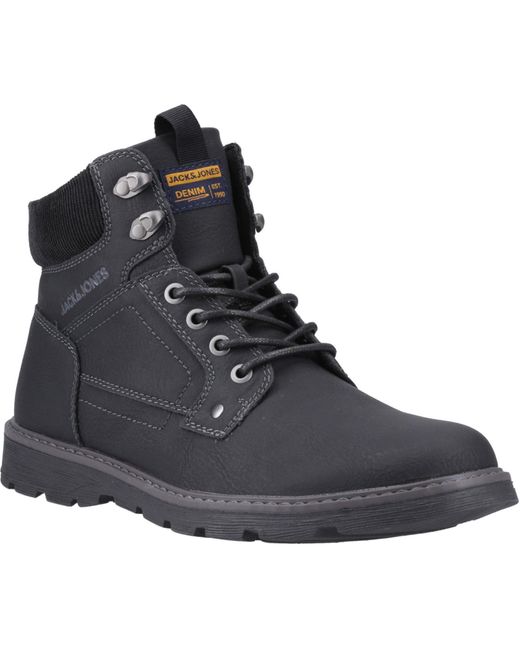 Jack & Jones Black Stratford Synthetic Anthracite Boots for men