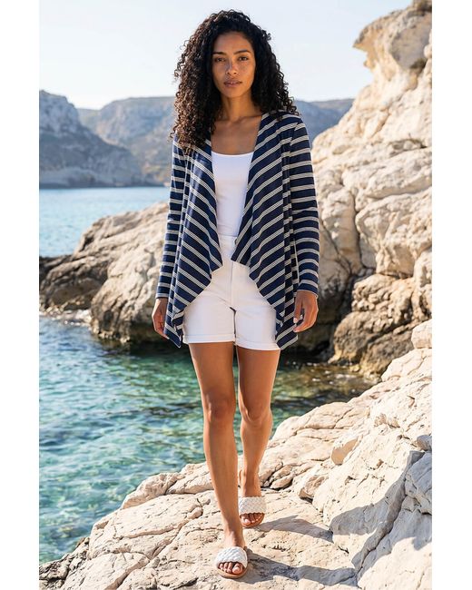 Roman Blue Waterfall Stripe Cardigan