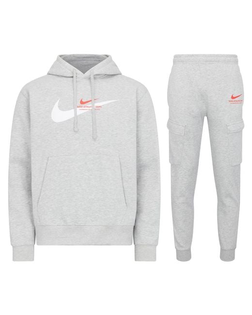 Nike White Sportswear Standard Issue Hooded Fleece Tracksuit Cotton for men
