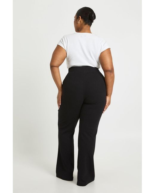 Boohoo Black Plus Basic Rib Flared Legging