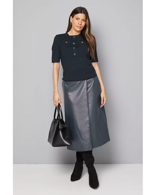 Wallis Gray Statement Button Knitted Top