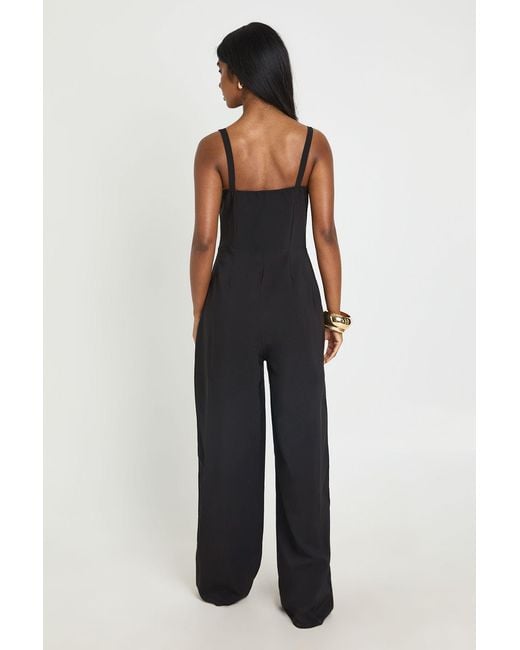 Boohoo Blue Seam Detail Underwired Wide Leg Jumpsuit