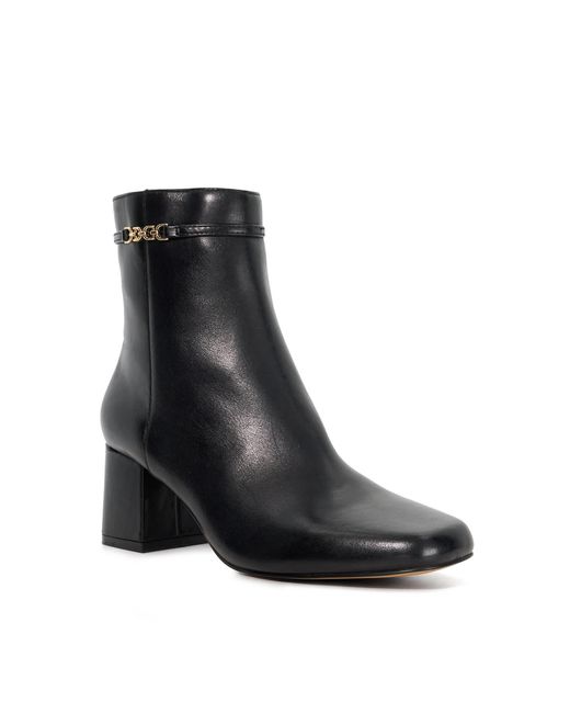 Dune Black Oaklee Leather Block Heel Ankle Boots