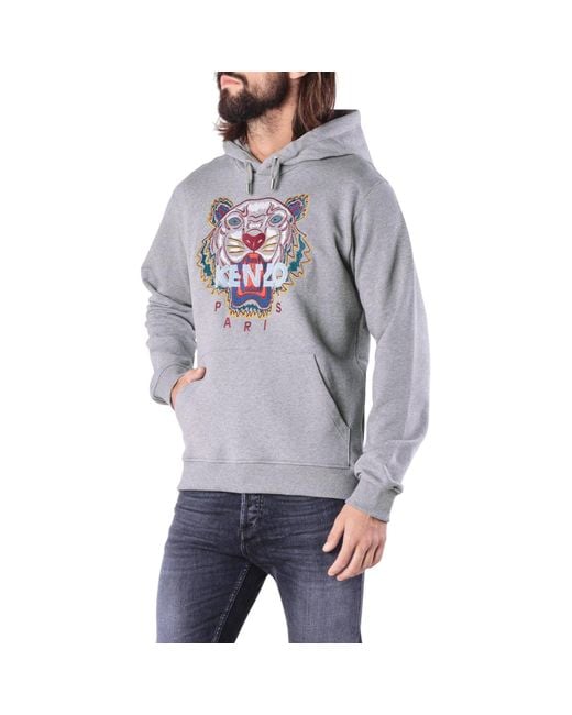 Kenzo Men Kenzo Grey Tiger Jumper KENZO Hoodie Classic Tiger In