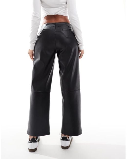 ASOS Black Faux Leather Cropped Trousers