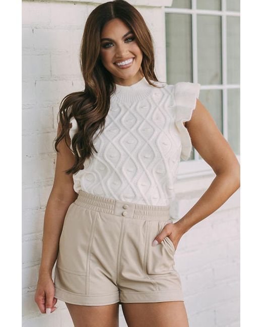 Azura Exchange Witte Textuur Rimpel Mock Neck Gehaakte Vest in het Gray