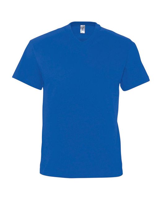 Sol's Blue Victory Cotton V-Neck T-Shirt for men