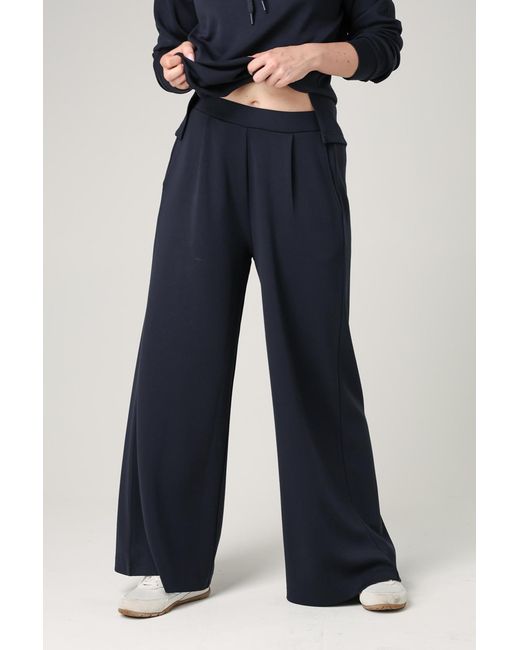 French Connection Blue Luxe Wide Leg Draped Trouser