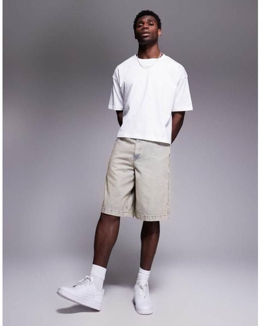 ASOS Gray Long Length Denim Jort for men