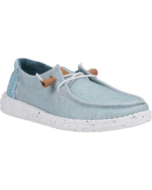 HeyDude Blue Wendy Heathered Slub Tropical Linen/Lyocell/Cotton Loafers