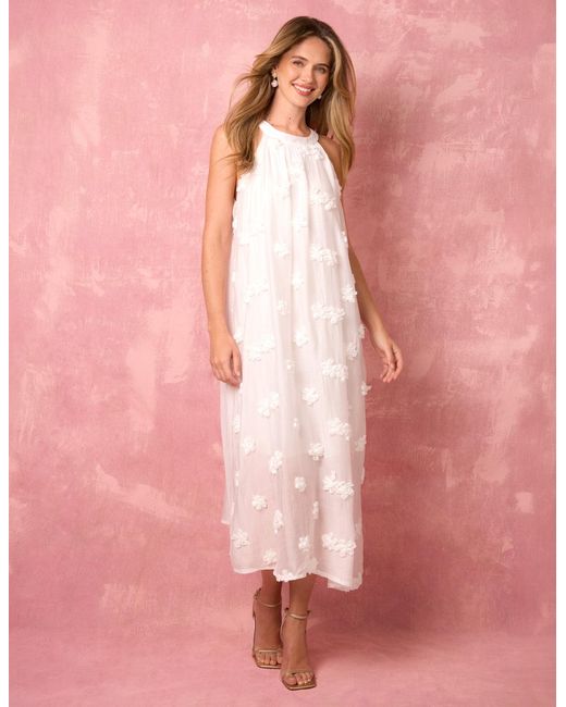 Blue Vanilla Pink 3D Floral Dress