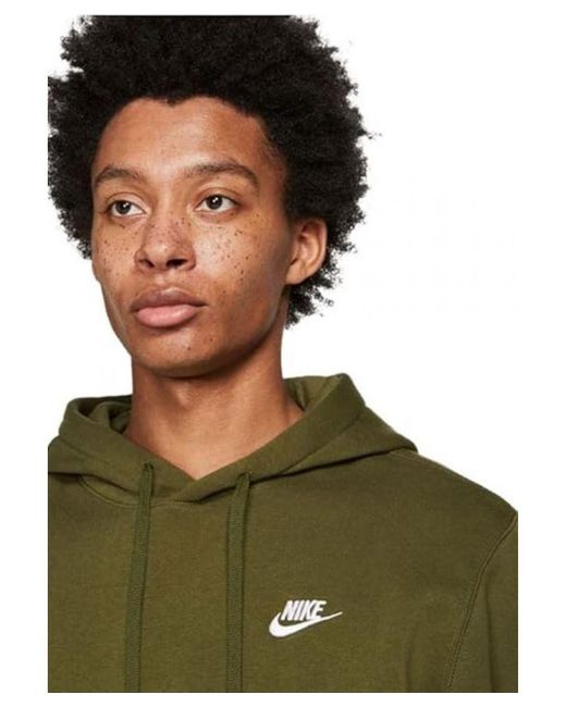 Nike Green Club Pullover Hoodie Embroidered Logo for men