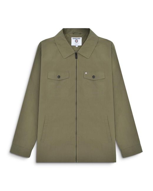 Lambretta Green Adults Overshirt Lightweight Kalmar Zip Khaki