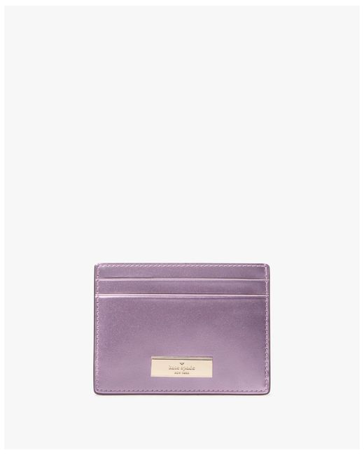 Kate Spade Purple Kenzie Patent Fabric Boxed Small Slim Card Holder