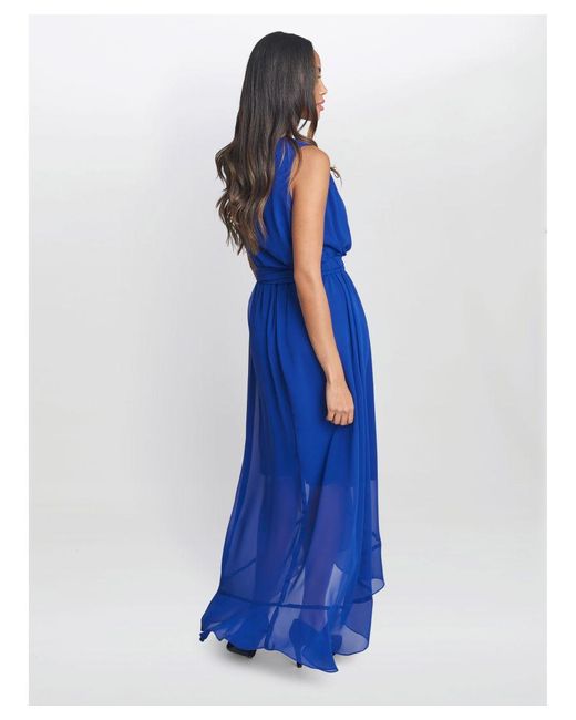 Gina Bacconi Blue Imogen Sleevless Wrap Dress