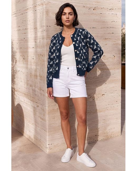 Roman Blue Abstract Pattern Knit Cardigan