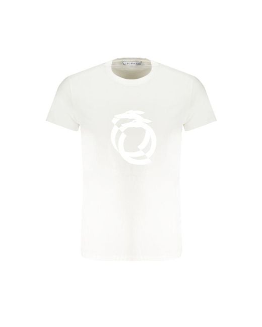 Trussardi White Graphic Tee Short Sleeve Crew Neck for men