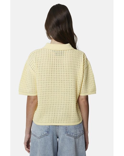 Good For Nothing Natural Cropped Pointelle Knit Polo Shirt