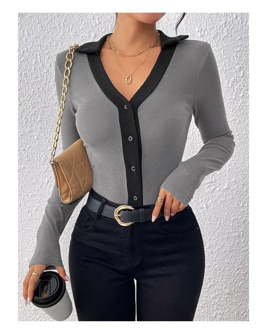 Perfee Johnny Collar Half Sleeve Blouse main image 0