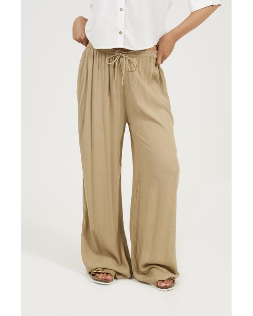 Brave Soul Natural Crinkle Textured Drawcord Trousers