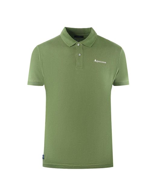 Aquascutum Green Brand Logo Plain Army Polo Shirt for men