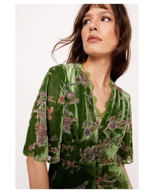 green emerald velvet dress PRE-OWNED