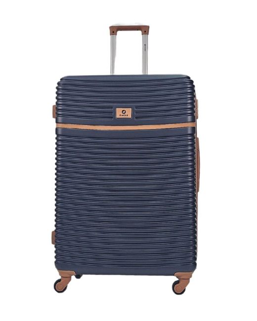 Infinity Leather Blue Hardshell Cabin Suitcase Robust 4 Wheel Abs Luggage Travel Bag