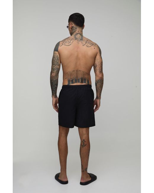 BoohooMAN Black Tall Mid Length Swim Short for men