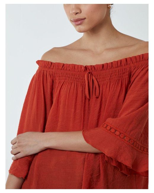 Blue Vanilla Red Bardot Tie Front Top