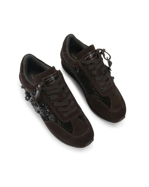 Kurt Geiger Black Velvet Chelsea Jewel Tag Sneakers