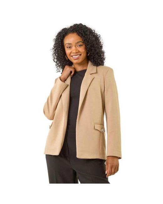 Roman Natural Petite Pocket Detail Stretch Blazer