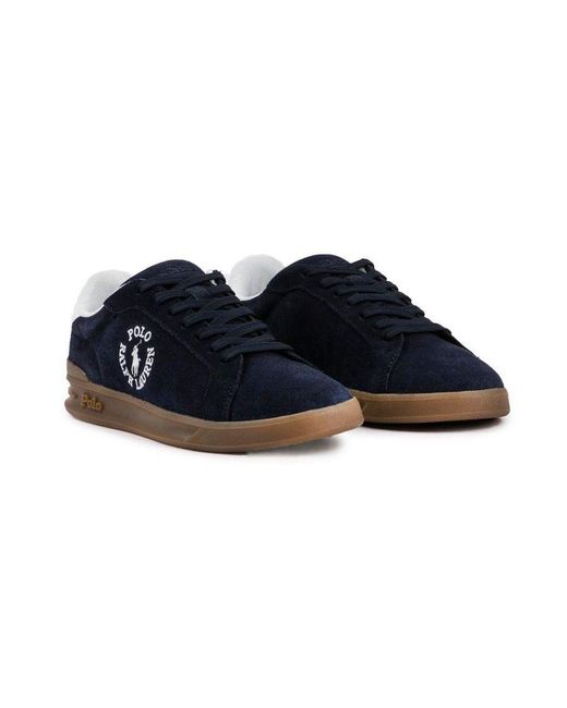 Ralph Lauren Blue Polo Heritage Circle Logo Trainers for men