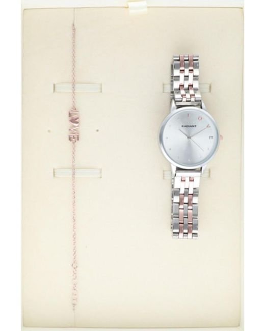 Radiant Natural Ra609203Pt Ladies Watch And Bracelet Gift Set