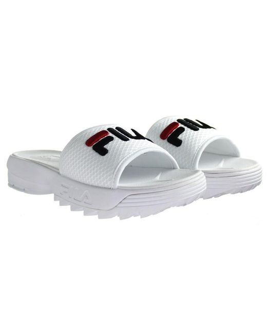 Fila White Disruptor Slide Sliders