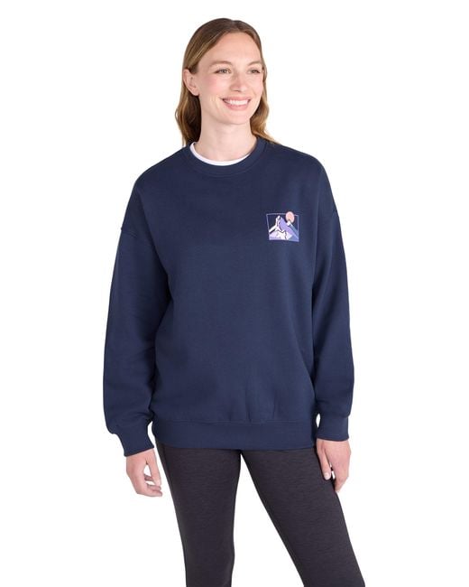 Mountain Warehouse Blue Printed Sweatshirt Casual Relaxed Fit Comfortable Crew Neck Pullover Top Cotton
