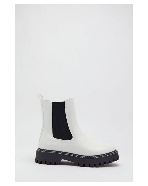 Warehouse White Chunky Sole Chelsea Ankle Boot