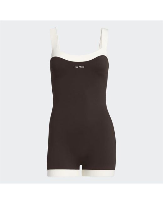 Adidas Originals Brown Sweetheart Neck Solid Patterned Unitard Romper