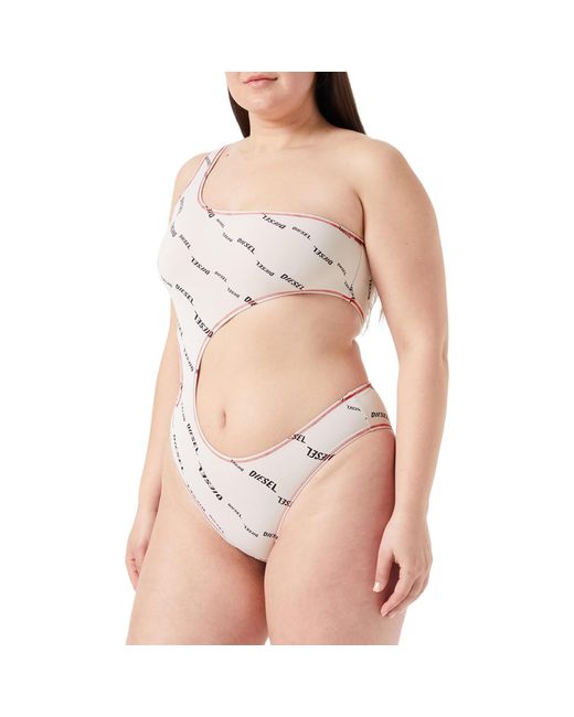 DIESEL Pink Bfsw-Rowanda Swimsuits Cutout Logo Stretchable One Piece Bodysuits