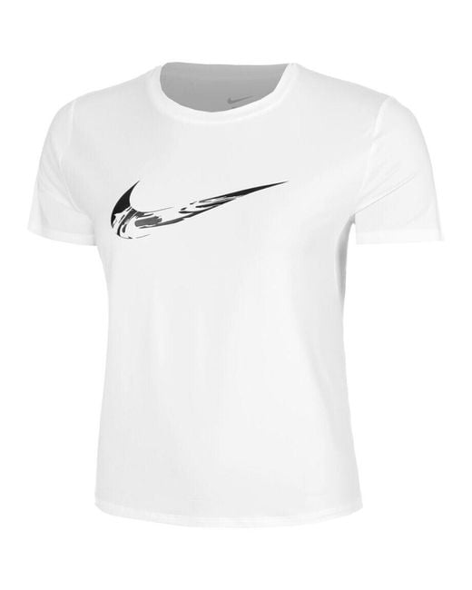 Nike White Dri-Fit One Swoosh Running T-Shirt