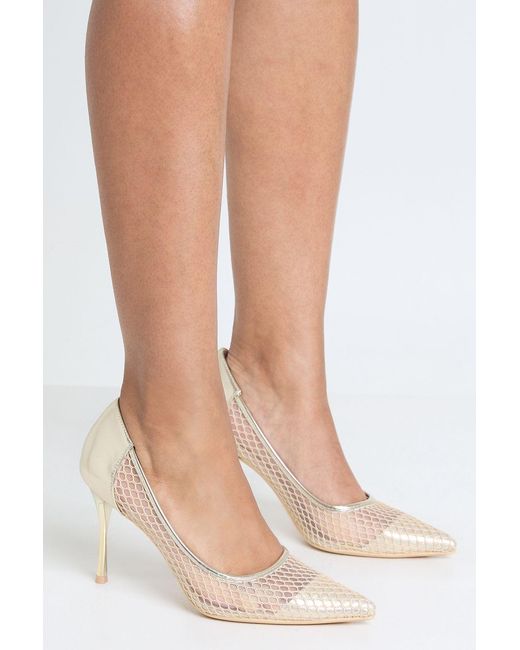 Boohoo Metallic Mesh Stiletto Court Shoes