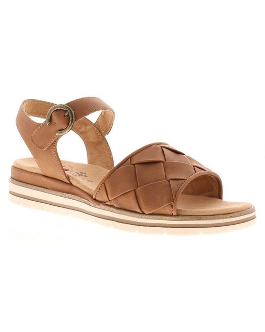 Relife Brown Wedge Sandals Retain Buckle