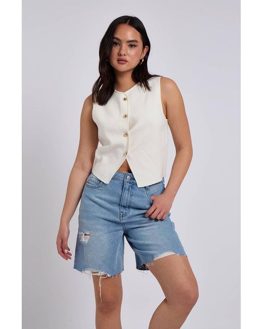 Urban Bliss Blue Bleach Distressed Bermuda Short