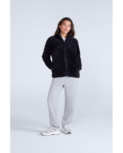 Mountain Warehouse Black Teddy Fleece Coat Full Zip Casual Warm Cosy Jacket